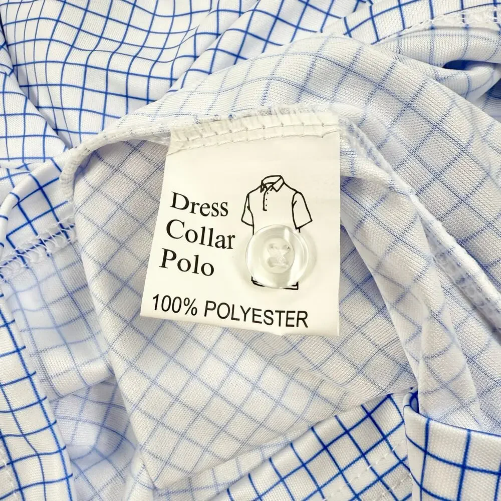 Collars & Co Semi Spread Collar Polo Shirt Men's Small Relaxed Thin Blue Check